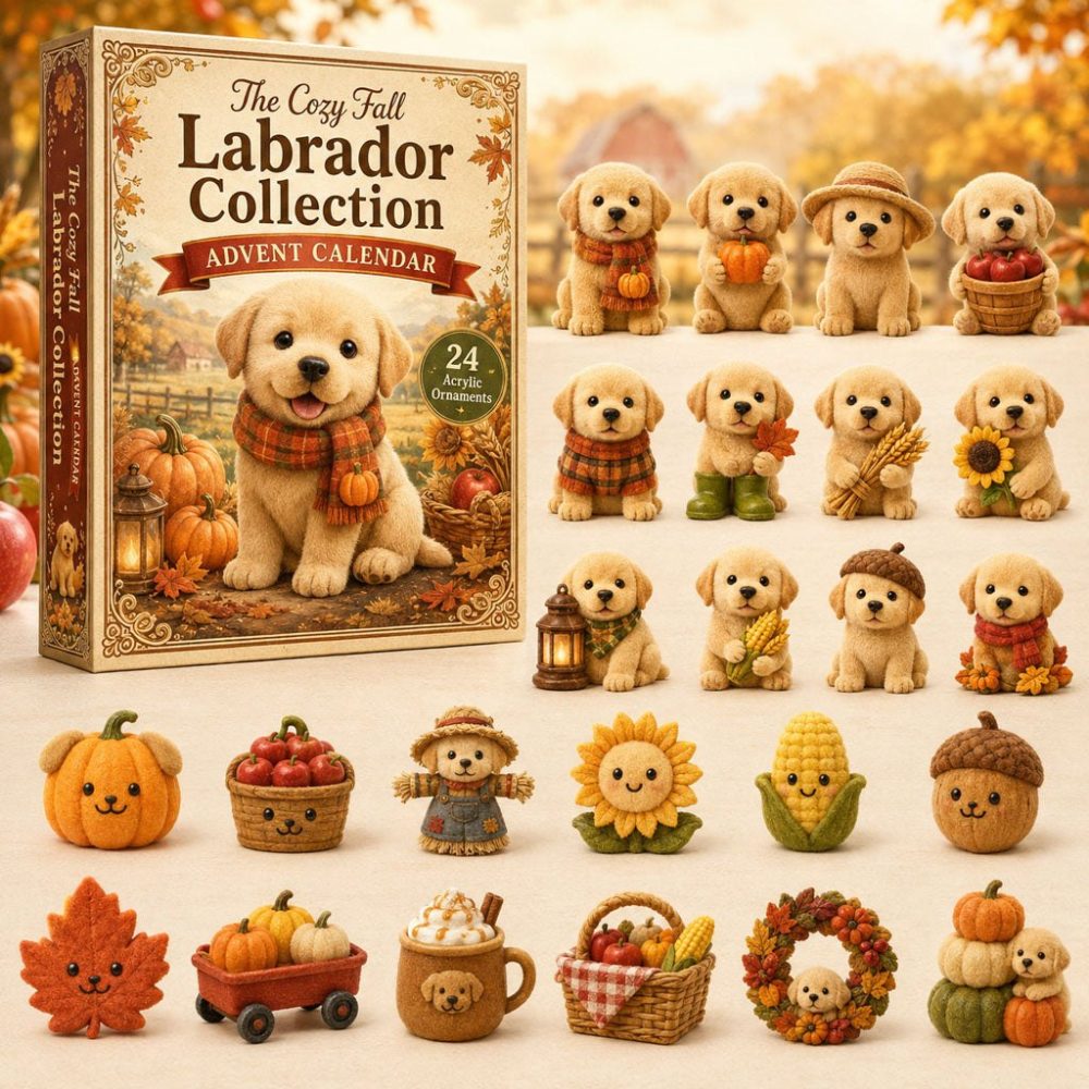 Autumn Labrador Advent Calendar 2026 — 24-Day Dog Lover Countdown With Removable Acrylic Charms For Fall Gifts