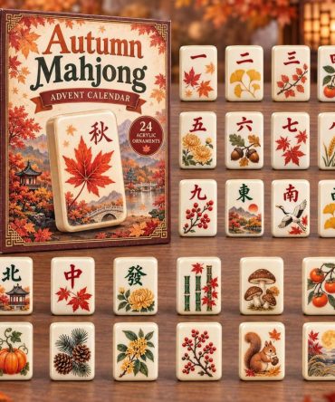 Autumn Mahjong 24-Day Countdown Calendar 2026 — Fall Tile Acrylic Charms, Daily Mahjong Surprises & Collectible Seasonal Gift Set