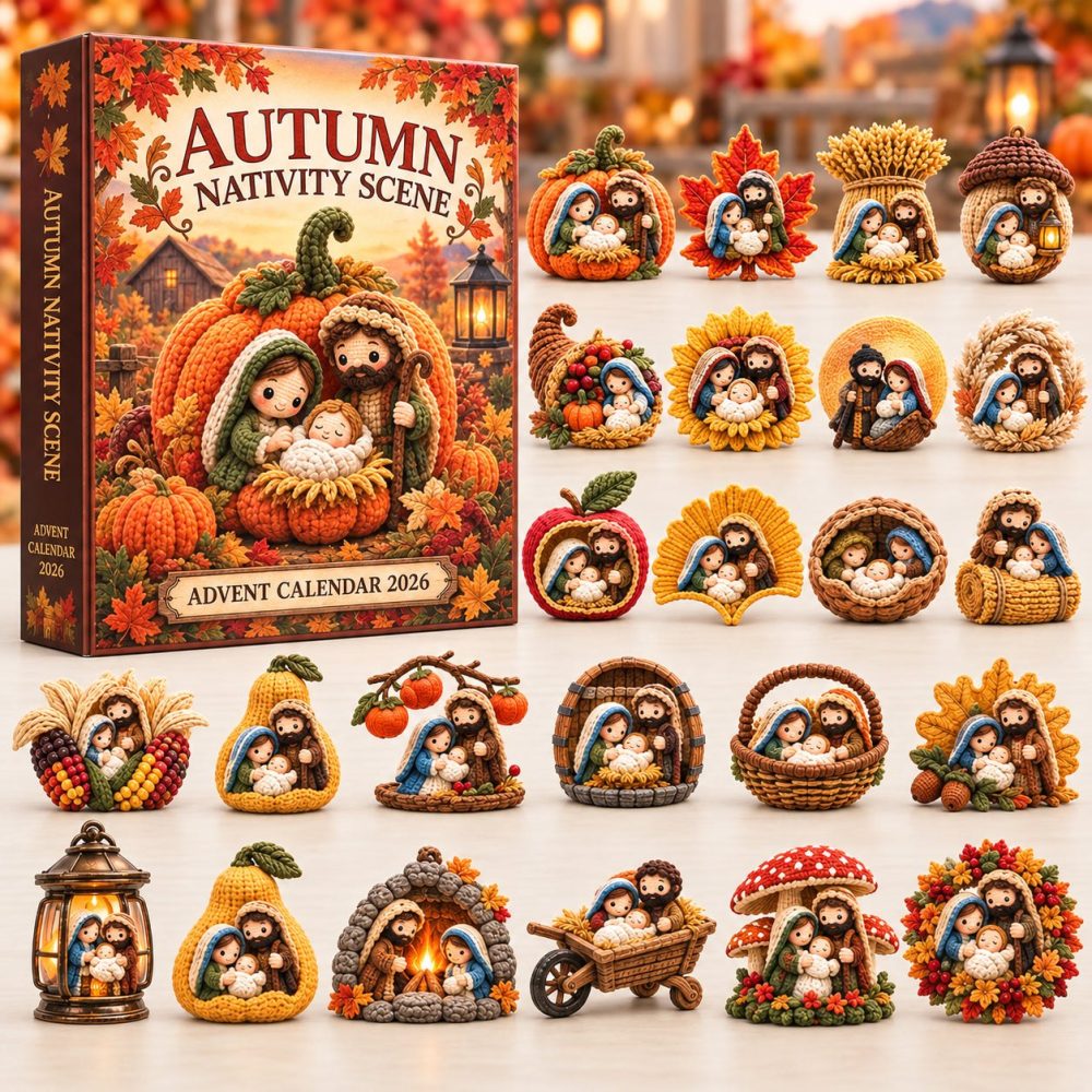 Autumn Nativity Scene Advent Calendar 2026 — 24-Day Countdown With Acrylic Fall Nativity Charms , Seasonal Religious Gift & Decor