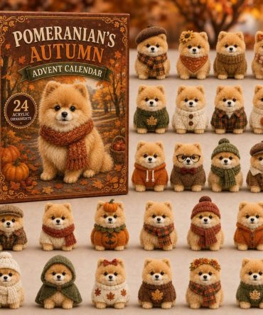 Pomeranian In Autumn Scarf Advent Calendar 2026 — 24-Day Cute Dog-Themed Acrylic Charm Countdown For Pet Lovers