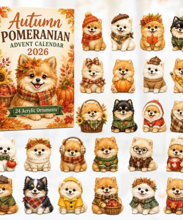 2026 Pomeranian Harvest Friends Advent Countdown — 24-Day Acrylic Charm Calendar, Cute Fall Dog Gift & Seasonal Decor