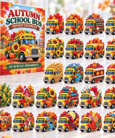 2026 Autumn School Bus Advent Calendar — 24 Acrylic Charms, Fall Back-To-School Themed Countdown, Fun Holiday Gift