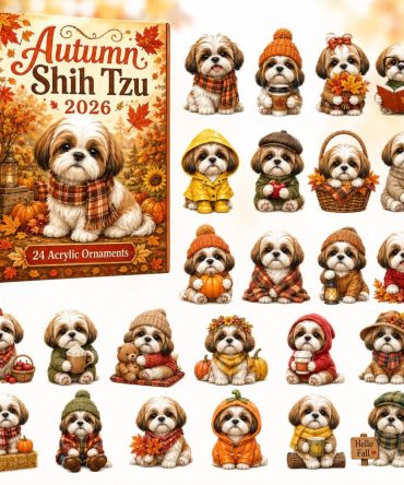 2026 Autumn Shih Tzu Countdown Calendar - 24 Acrylic Charms, Fall-Themed Dog Gifts & Collectible Seasonal Surprises