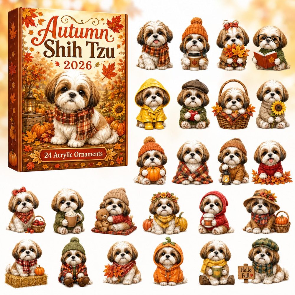 2026 Autumn Shih Tzu Countdown Calendar - 24 Acrylic Charms, Fall-Themed Dog Gifts & Collectible Seasonal Surprises