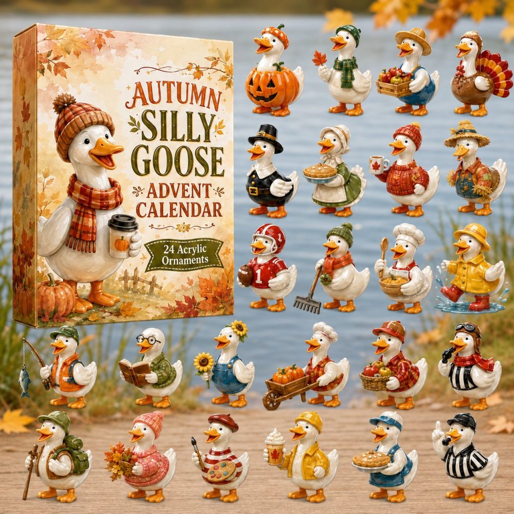 Autumn Silly Goose 24-Day Countdown Calendar With 24 Acrylic Charms — 2026 Playful Fall Decor & Gift For Families And Kids