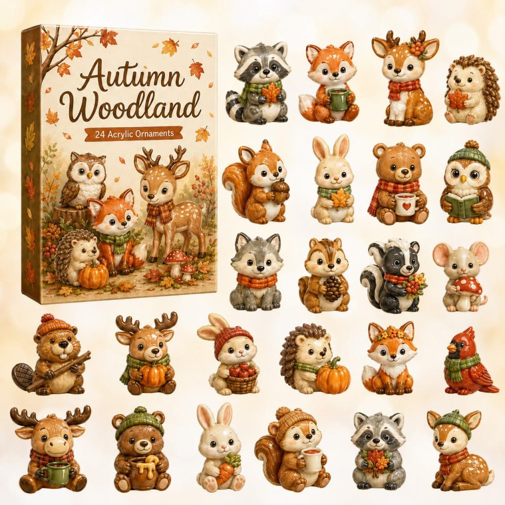 2026 Autumn Woodland Animals Advent Countdown — 24-Day Acrylic Charm Calendar, Cute Forest Animal Gifts & Seasonal Home Decor