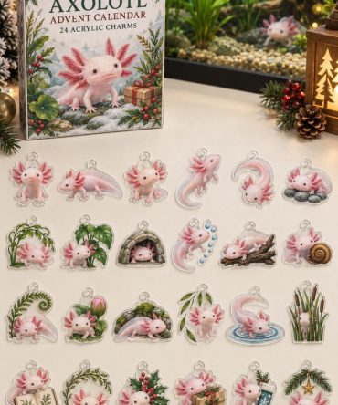 Axolotl 24-Day Charm Countdown — Cute Acrylic Aquatic Creature Advent Set For Kids & Animal Lovers Holiday Gift