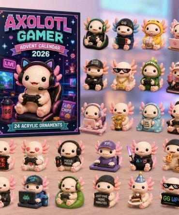 Axolotl Gamer Holiday Countdown 2026 — 24-Day Acrylic Charms, Gaming-Themed Axolotl Collectible Advent Calendar Gift