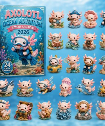 Axolotl Ocean Adventure Countdown 2026 — 24-Day Acrylic Charm Collection, Underwater Axolotl Holiday Gifts