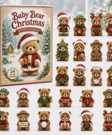 Baby Bear Acrylic Charm Advent Calendar 2026 — 24-Day Christmas Countdown, Holiday Ornaments & Kids Gift Set