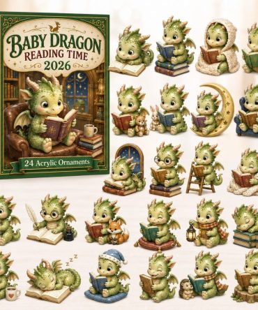 2026 Baby Dragon Reading Time Advent Calendar - 24-Day Acrylic Charm Countdown, Fantasy Bookish Tokens, Gift For Kids & Readers