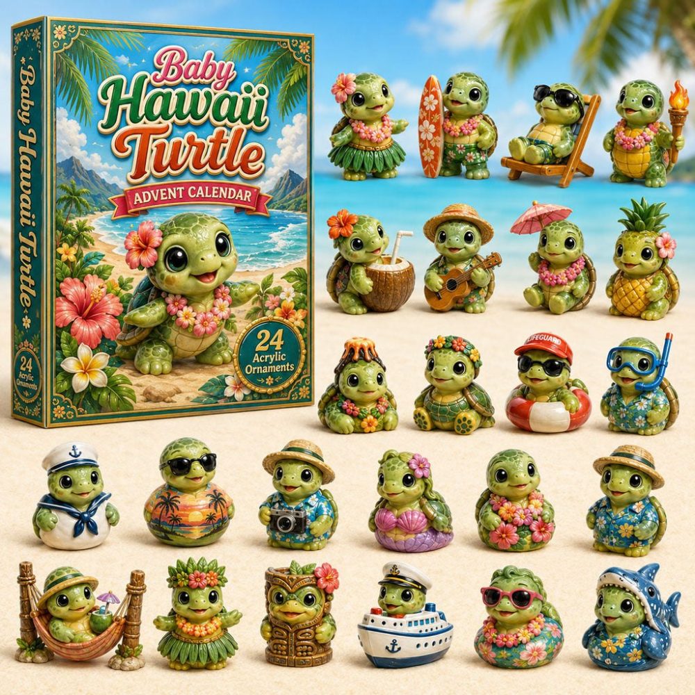 Hawaii Baby Turtle Advent Calendar 2026 — 24-Day Tropical Acrylic Charm Countdown For Beach Lovers & Gift Giving