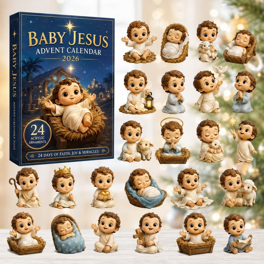 Baby Jesus Nativity Advent Calendar 2026 — 24-Day Religious Countdown With Removable Acrylic Charms For Faith Gifts
