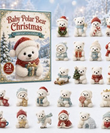 Baby Polar Bear Christmas Countdown 2026 — 24-Day Acrylic Animal Charms Advent Calendar, Cute Holiday Gift For Kids