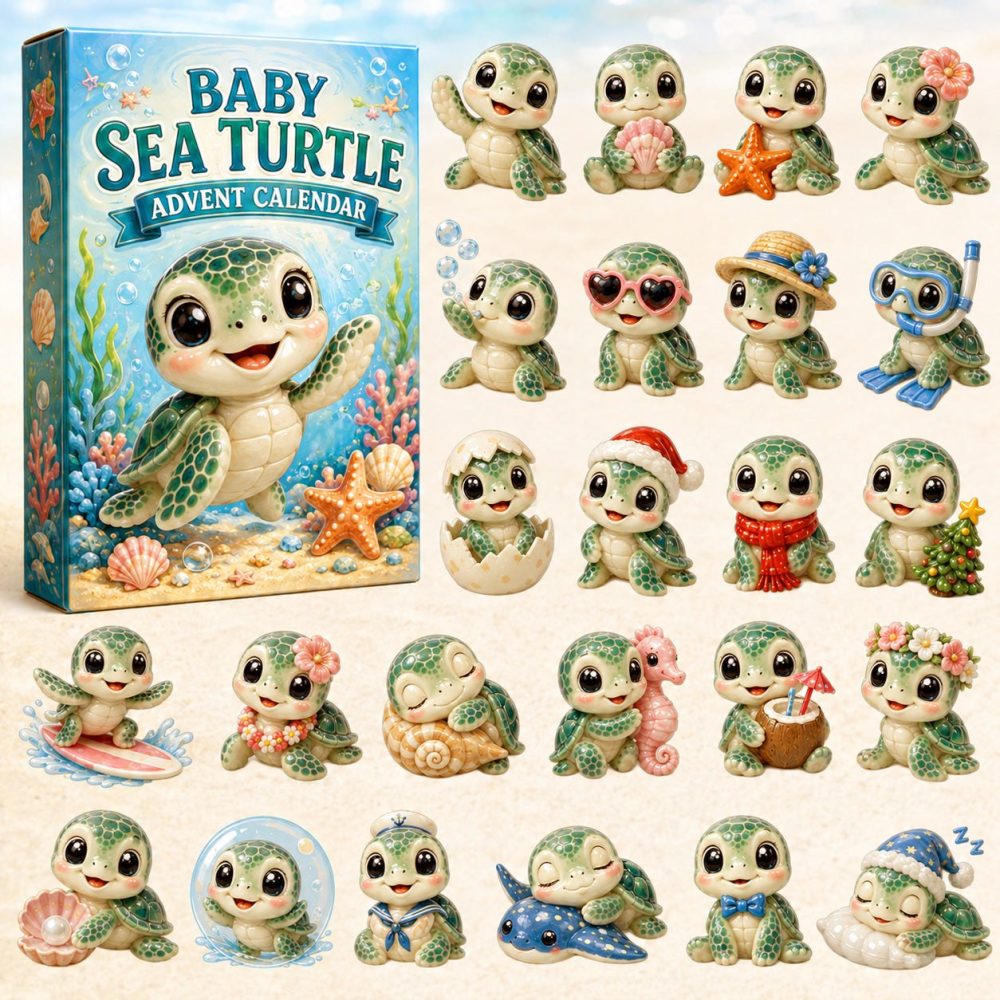 Baby Sea Turtle 2026 Advent Countdown — 24-Day Acrylic Charm Calendar For Turtle Fans, Eco-Friendly Holiday Gift