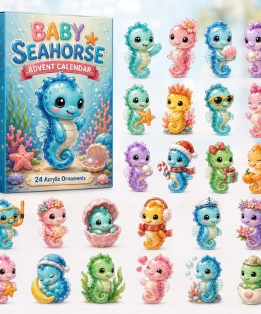 Baby Seahorse Holiday Advent Calendar 2026 — 24-Day Acrylic Charm Countdown For Sea-Themed Christmas Gifts & Decor