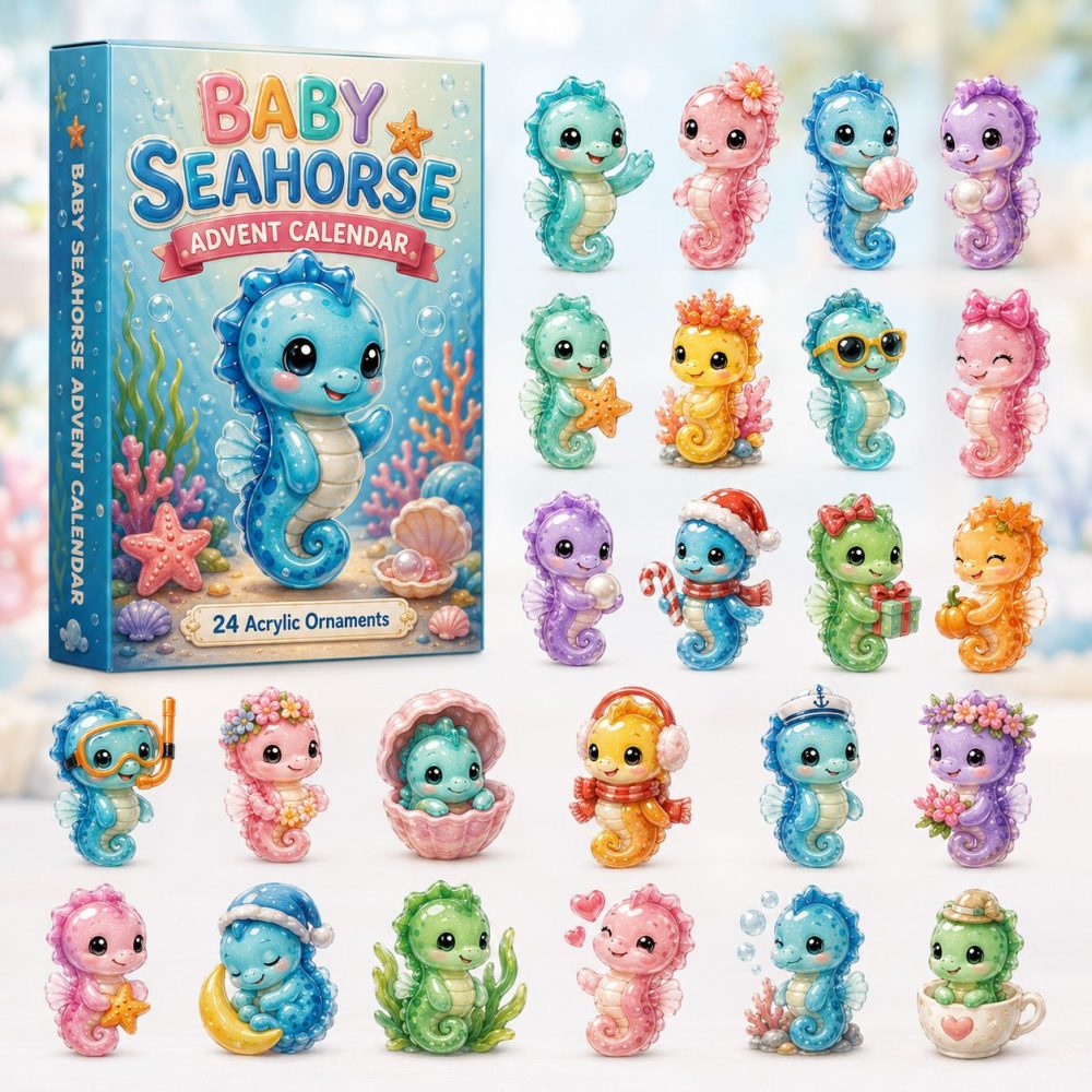 Baby Seahorse Holiday Advent Calendar 2026 — 24-Day Acrylic Charm Countdown For Sea-Themed Christmas Gifts & Decor