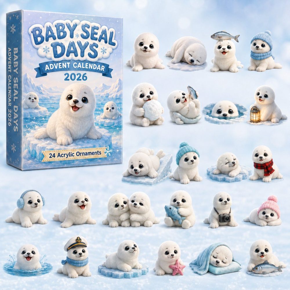Baby Seal Days 24-Day Advent Countdown — 2026 Adorable Seal Acrylic Charm Calendar, Cute Ocean-Themed Holiday Gift & Keepsake
