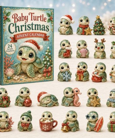 Baby Turtle 24-Day Advent Calendar 2026 — Cute Acrylic Charm Countdown For Ocean Lovers, Holiday Gift-Ready Display