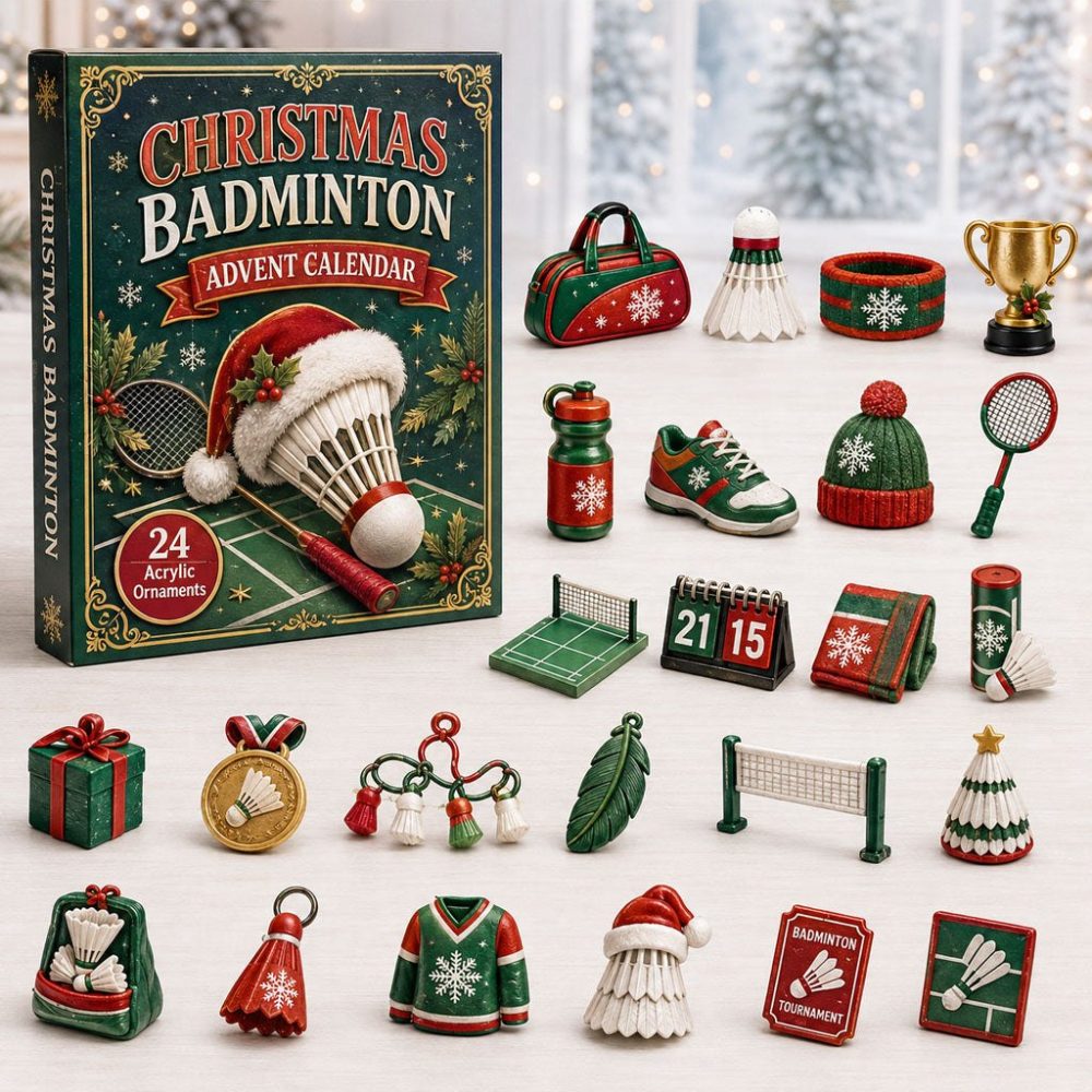 Christmas Badminton Advent Calendar 2026 — 24-Day Acrylic Shuttlecock Charms, Holiday Countdown For Racquet Fans
