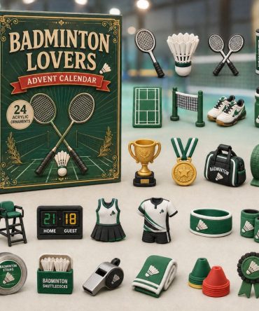 Classic Badminton Advent Calendar 2026 — 24-Day Acrylic Shuttlecock & Racket Charms, Timeless Countdown Gift