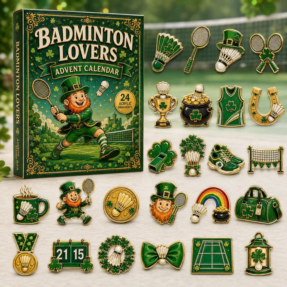 Leprechaun Badminton St. Patrick'S Advent Calendar 2026 — 24 Acrylic Charms, Festive Shuttlecock Gifts For Fans