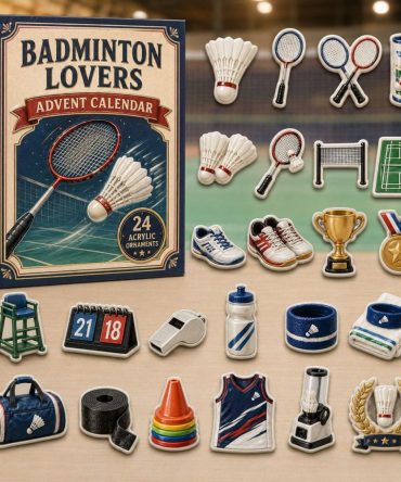 Badminton Player Gift Advent Calendar 2026 — 24-Day Acrylic Racket & Shuttlecock Charms, Countdown For Athletes