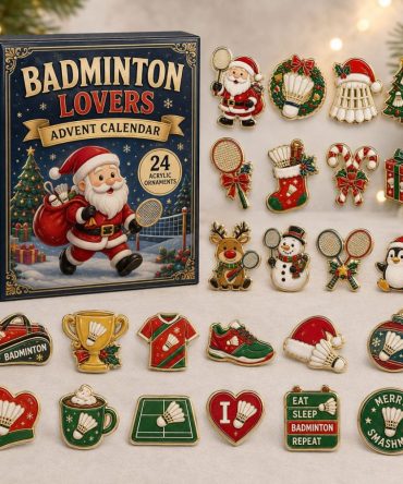 Santa Badminton Advent Calendar 2026 — 24 Acrylic Shuttlecock Charms Countdown, Festive Gift For Badminton Fans