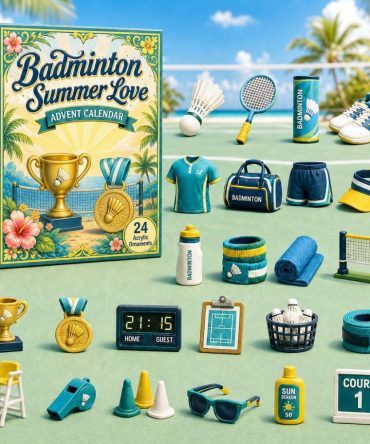 Summer Badminton Advent Calendar 2026 — 24-Day Acrylic Shuttlecock Charms Countdown, Outdoor Sports Lover Gift