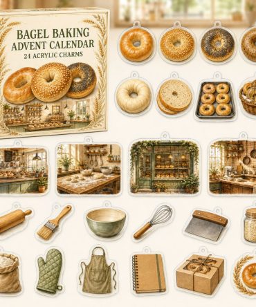 Bagel Baking Holiday Countdown — 24 Acrylic Bakery Charms For Foodie Crafters, Perfect Advent Gift For Bakers & Snack Lovers