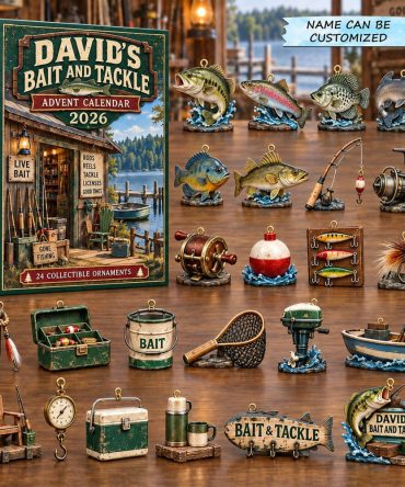 Bait & Tackle Advent Calendar 2026 — 24-Day Acrylic Charm Set For Anglers With Lures, Hooks & Fishing Gear Icons