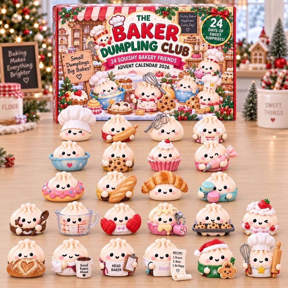 Baker Dumpling Club Advent Calendar 2026 — 24-Day Countdown With Bakery Dumpling Acrylic Charms , Cute Chef Collectible Gift