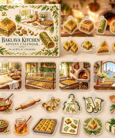 24-Day Acrylic Charm Countdown Celebrating Baklava Making — Giftable Culinary Charm Set For Foodie Bakers & Sweet-Lovers
