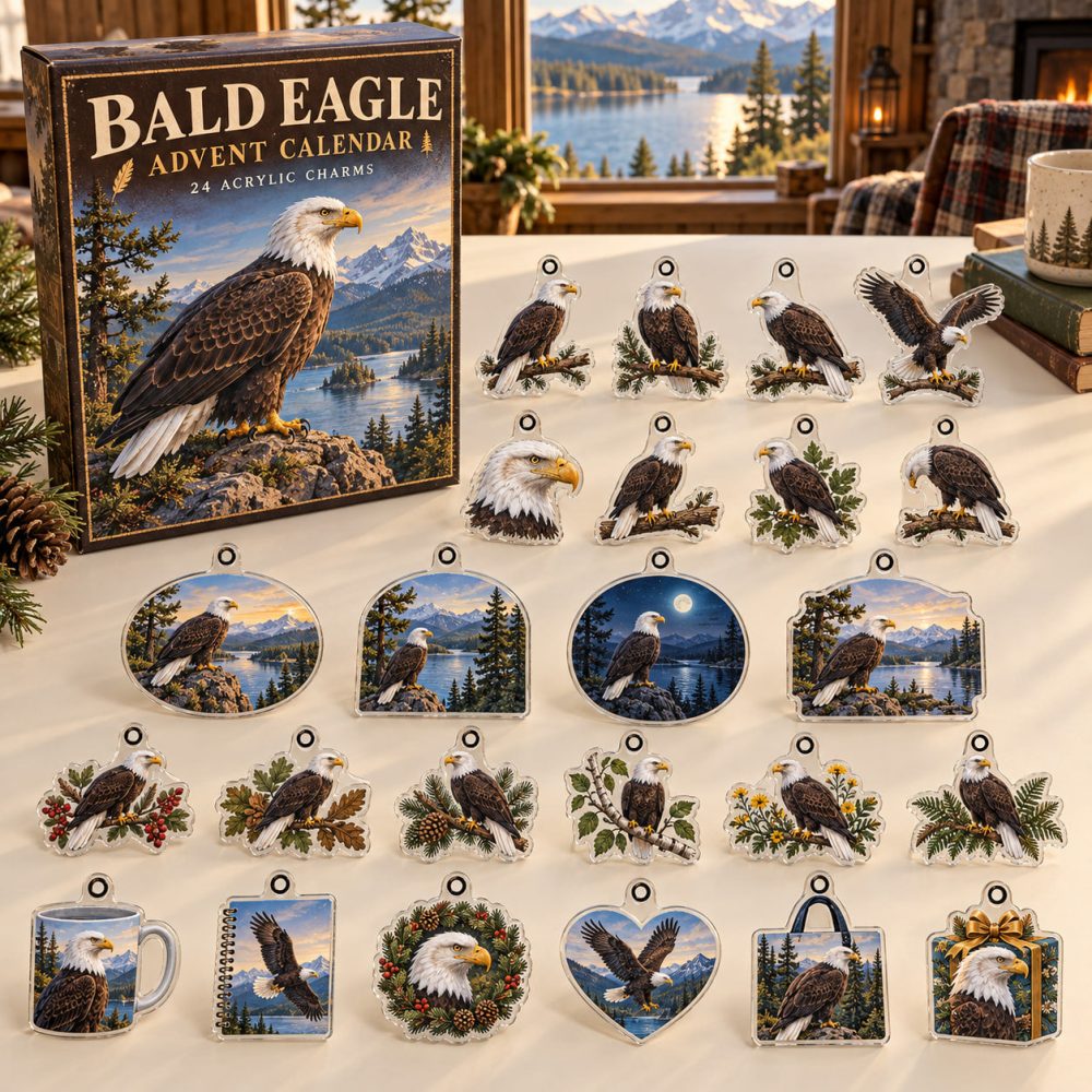 Bald Eagle 24-Day Charm Countdown — High-Quality Acrylic Bald Eagle Charms For Advent, Ornaments & Gifts , Patriotic Bird Gift Set