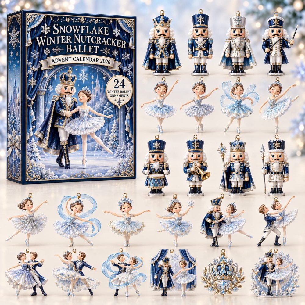 Snowflake Winter Nutcracker 24-Day Advent Calendar 2026 - Acrylic Ballet Charms With Icy Designs, Holiday Gift For Ballet Fans