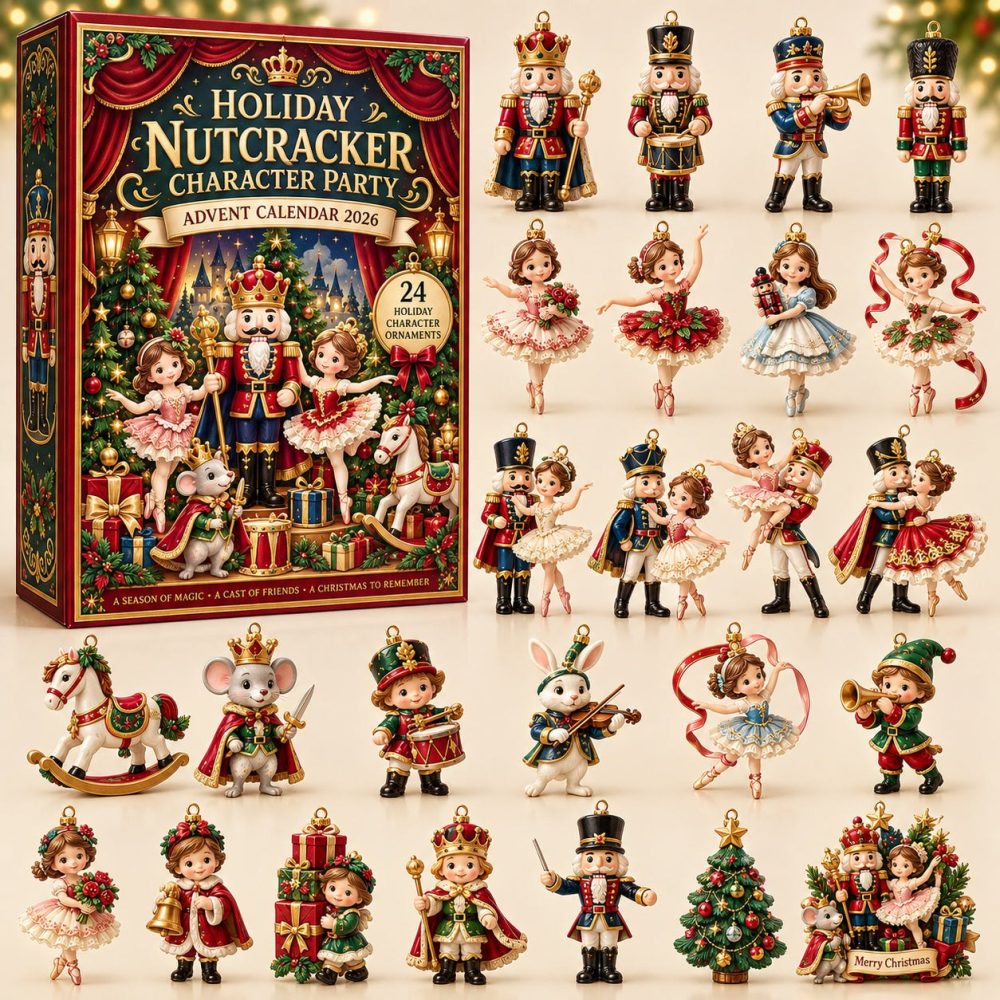 Nutcracker Character Party 24-Day Holiday Advent Calendar 2026 - Acrylic Charm Set With Festive Characters For Seasonal Decor