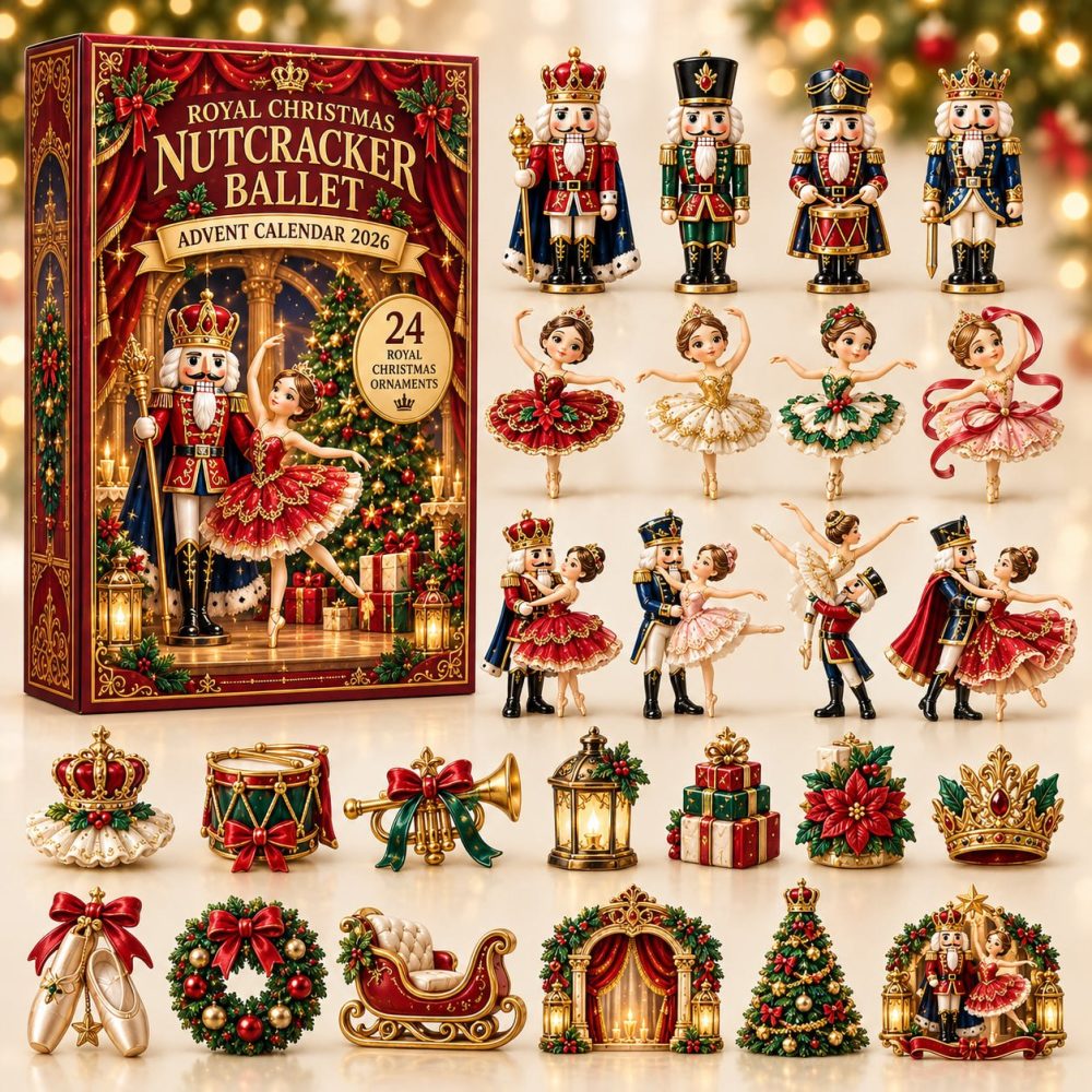 Royal Nutcracker Ballet 24-Day Christmas Advent Calendar 2026 - Acrylic Ballet Charms, Elegant Holiday Countdown Gift For Dancers