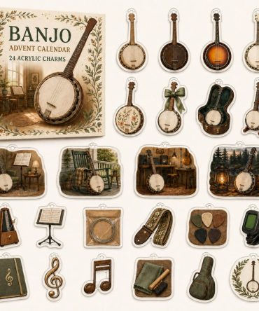 2026 Banjo Advent Calendar - 24 Day Countdown With 24 Acrylic Charms , Musician Gift, Collectible Holiday Ornament Set