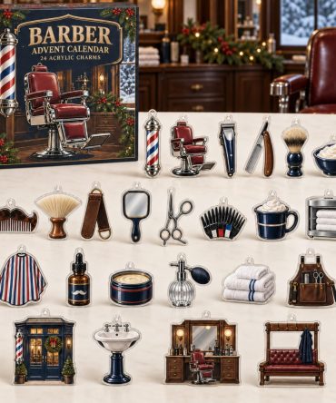 Barber 24-Piece Acrylic Charm Advent Countdown — Classic Barber Shop Gift Calendar For Stylists, Collectors & Holiday Stocking Stuffers