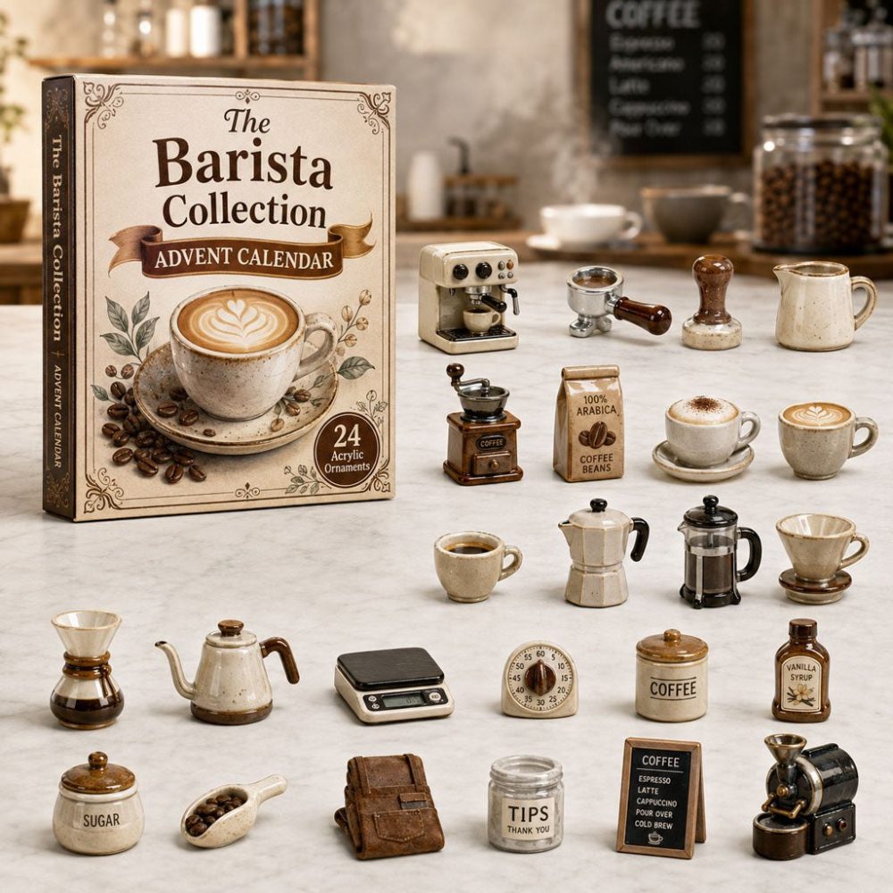 Barista Coffee Holiday Countdown — 24-Day Brew-Themed Acrylic Charms, Coffee Lover Gift Set 2026