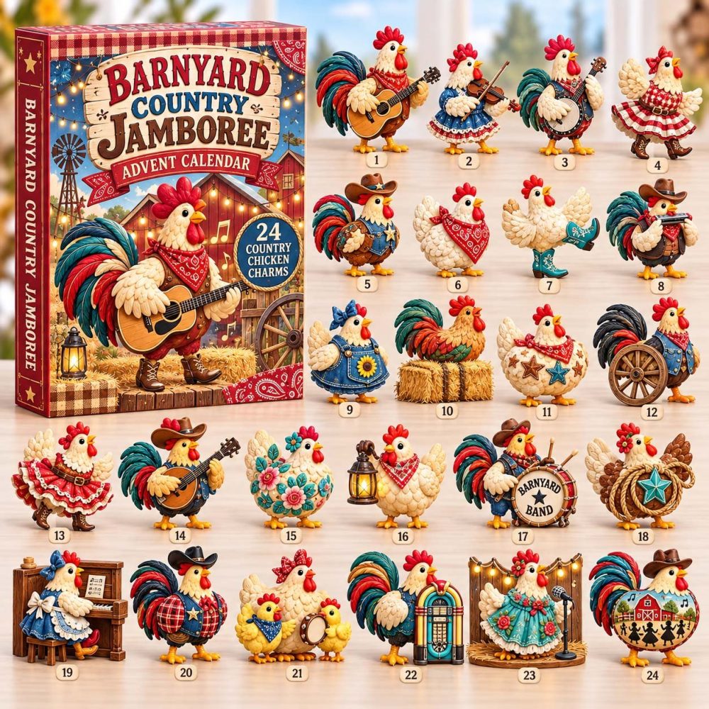 2026 Barnyard Jamboree Festive Countdown — 24 Cute Farm Animal Acrylic Charms & Playful Surprises, Kid-Friendly Holiday Box