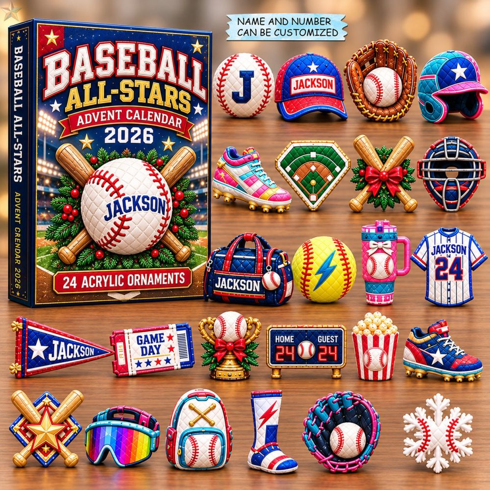 Baseball Fan Advent Calendar 2026 — 24-Day Acrylic Charm Collector Set For Kids & Adults, Team Gift Countdown