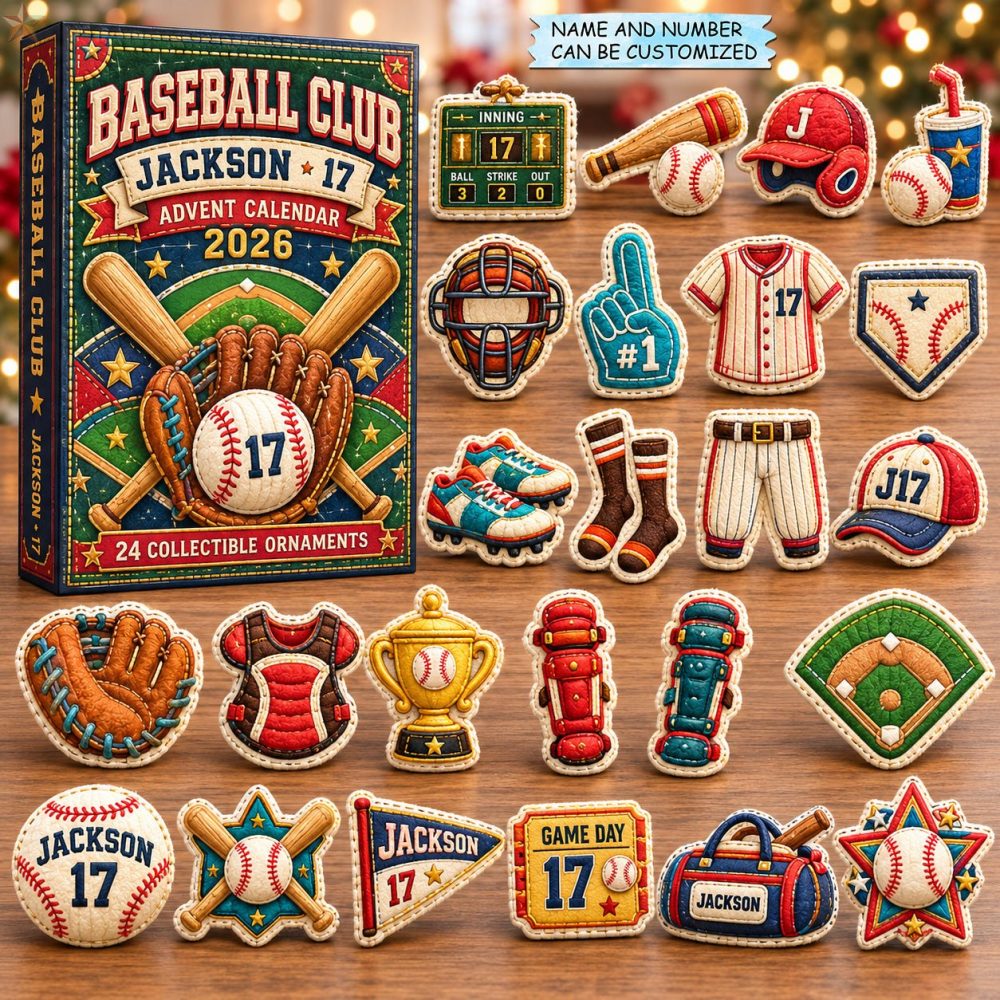 Baseball Club Advent Calendar 2026 – 24-Day Team Spirit Countdown With Acrylic Charms, Perfect Fan & Team Gift