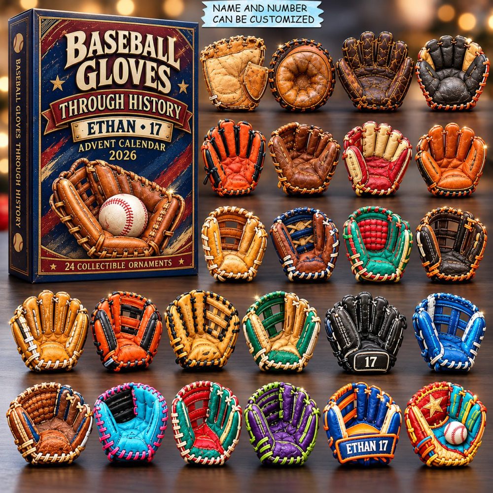 Baseball Gloves Through History Advent Calendar 2026 – 24-Day Collector Countdown With Acrylic Charm Set, Vintage Theme