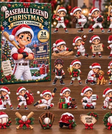 Baseball Legend 24-Day Acrylic Charm Advent Calendar — 2026 Holiday Countdown, Team & Gear Collectible Gift Set