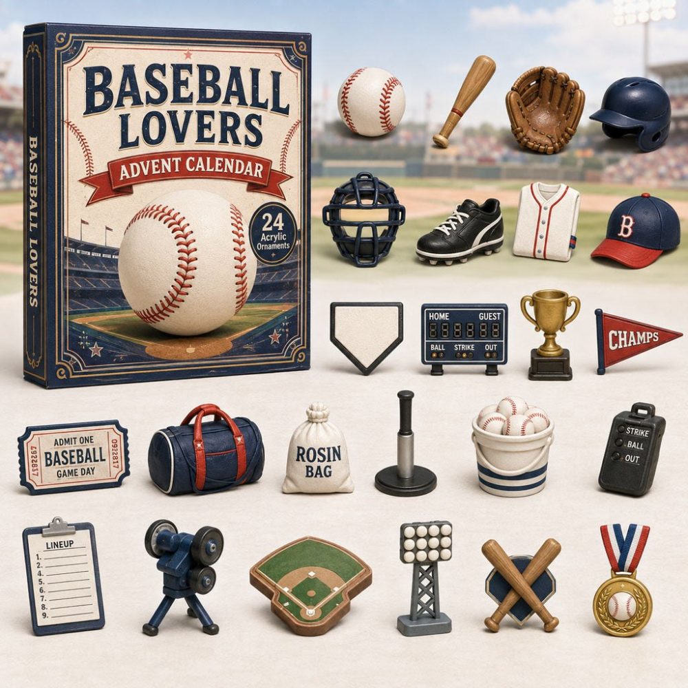 Baseball Gear Countdown 2026 — 24-Day Acrylic Charm Advent Calendar Featuring Equipment Icons, Perfect Gift For Players & Fans