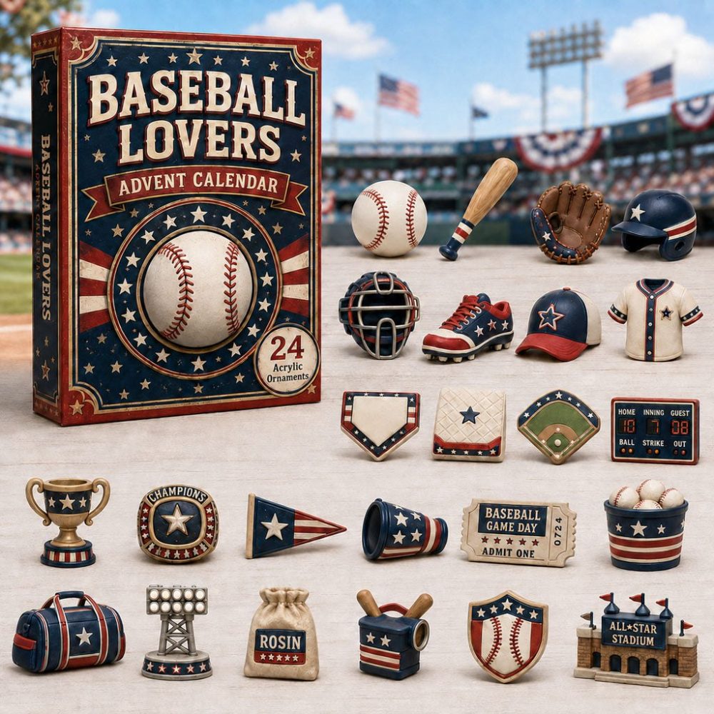 Patriotic Baseball Countdown 2026 — 24-Day Acrylic Charm Advent Calendar, Usa-Themed Baseball Gifts For Fans & Collectors