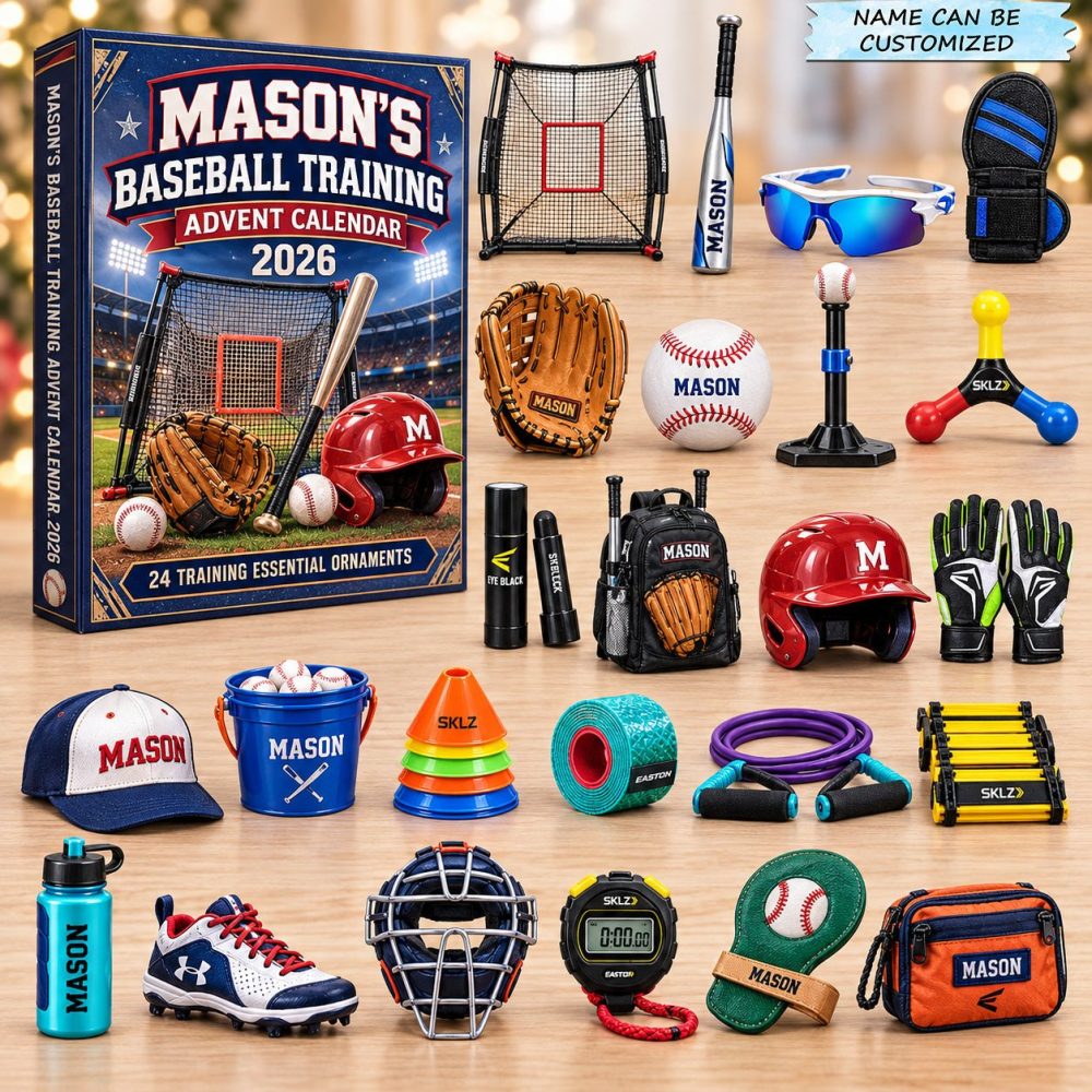 Baseball Training Gear 24-Day Advent Calendar 2026 - Acrylic Charm Countdown With Mini Equipment Charms For Players
