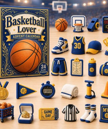 Blue Basketball Fan Countdown 2026 - 24-Day Advent Calendar With Acrylic Hoops & Player Charms, Sports Collector Gift