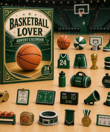 Green Basketball Countdown 2026 - 24-Day Eco-Inspired Advent Calendar With Acrylic Sports Charms, Fan Gift Edition